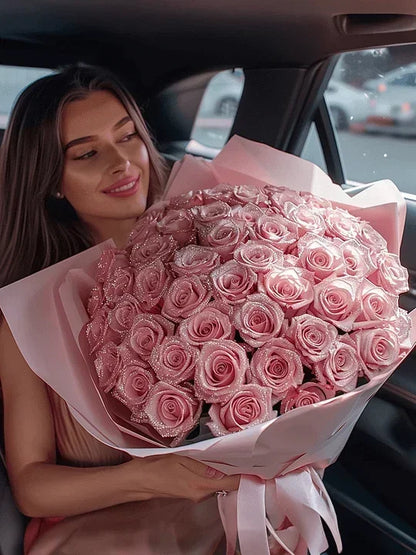 💕Personalized DIY Glittery Eternal Rose Bouquet with Initial